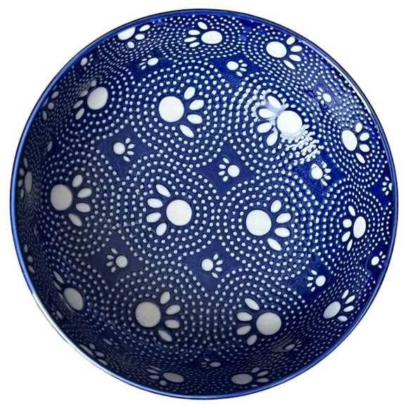 NWOT! Ceramic Pet Food Dish Water Bowl Ore’ Originals Embossed Blue Paws - Picture 3 of 6